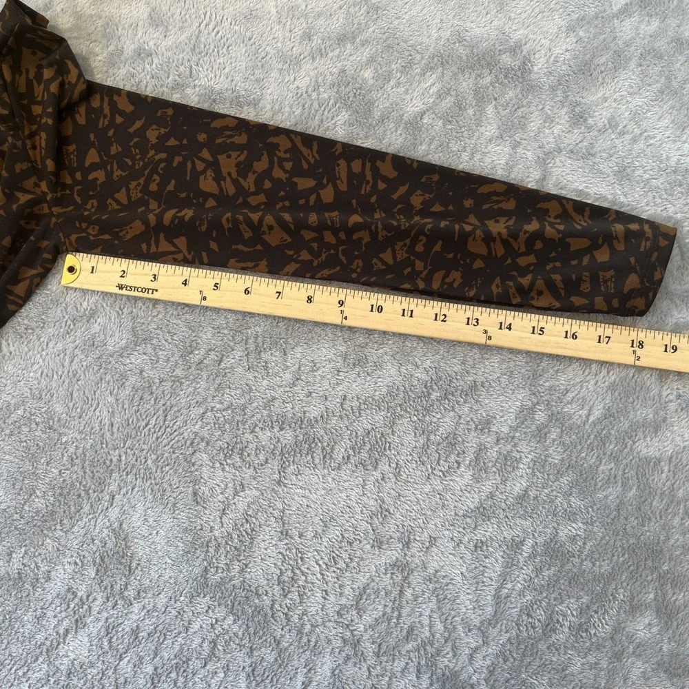 Michael Kors Abstract Print Drop Waist Pleated Dress Brown Black Medium